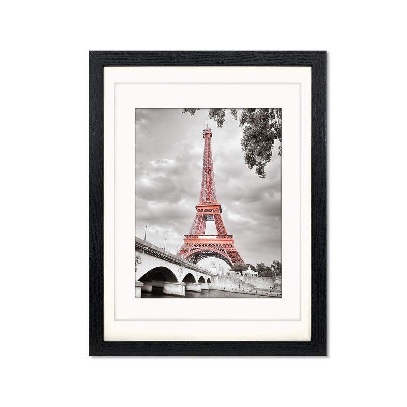 Luxdart 12x16 frames with Mat to Display 11x14 Picture or 8.5x11 photo 12 x 16 Black Solid Wood Picture Frame Wall Art for Living Room Wall Mount and tabletop Decor(2 Mats) - Image 1